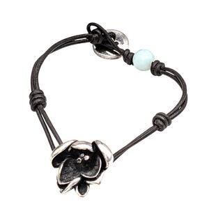 Vintage Fossil Floral Corded Button Closure Bracelet